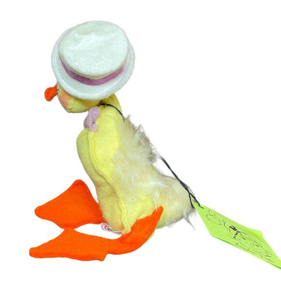 Annalee Mobilitee Duck Plush Vtg Yellow Duckling in Hat w/ Green TAG Easter Toy - Picture 14 of 16